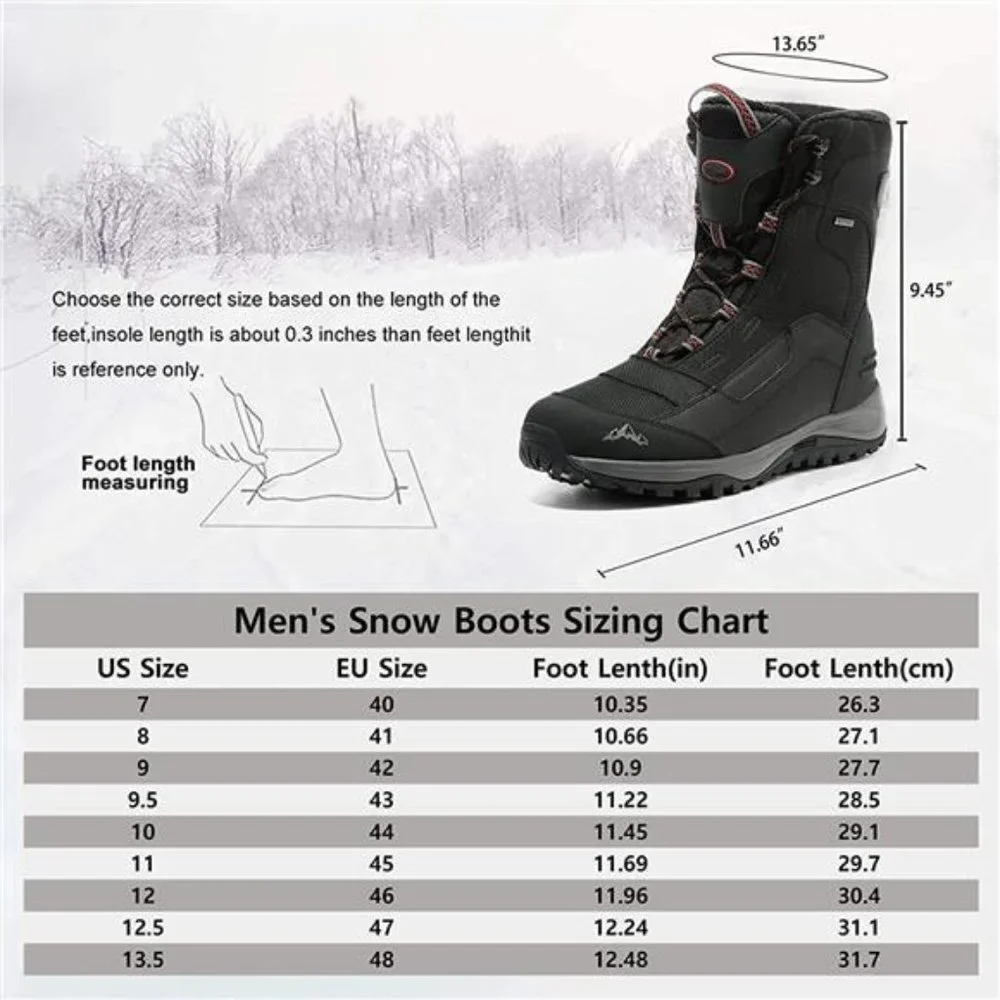 Men's Winter Snow Boots Warm Mid Calf Waterproof Durable Boots Non-Slip Shoes